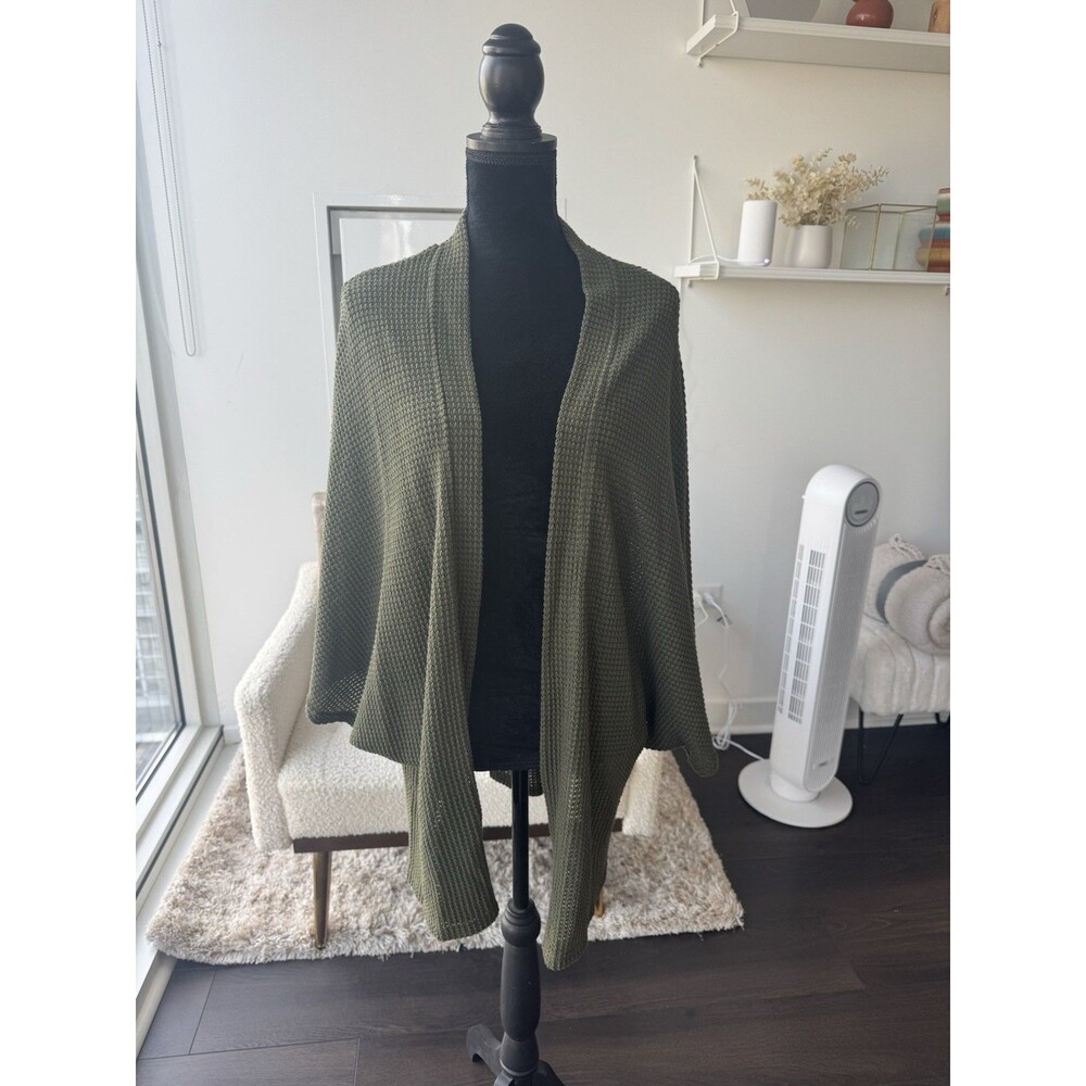 Express Olive Green Short Dolman Sleeve Oversized Open Knit Cardigan One Size